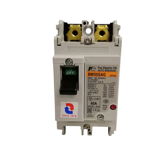 Fuji MCCB 40A MCCB 2 Pole white Fuji BW50SAG molded case circuit breaker with OFF switch