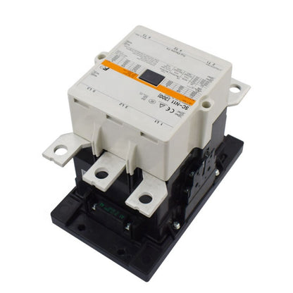 A Siemens electrical contactor with a white top cover, orange label, black base, and white terminal blocks, shown on a white background.