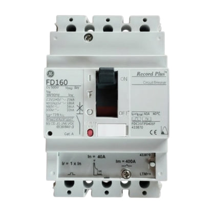 Electrical contactor with GE logo on a white background GE 40A 3Pole 25KAIC 220V MCCB Industrial Circuit Breaker FD160 Electx Electrical Supply