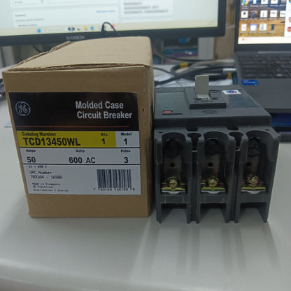GE Molded Case Circuit Breaker TCD13450WL with 50 Amps for Electx Electrical Supply