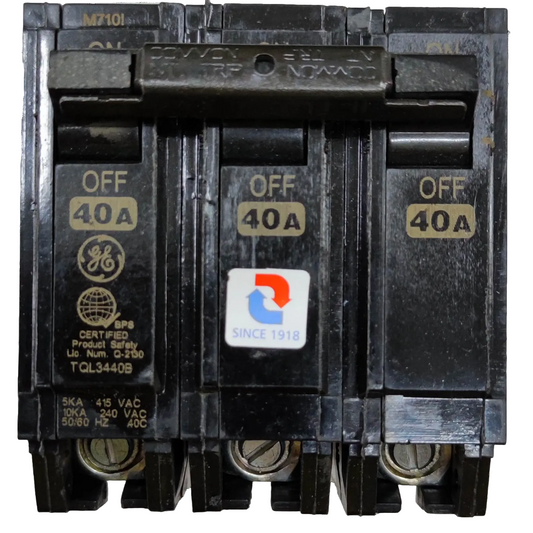 GE Circuit Breaker 40A 3Pole, 3 Phase Plug In Breaker TQL, Circuit Breakers TQL3440B