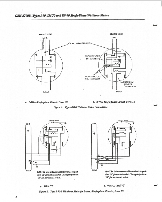 GE I-70-S FM2S KWH Meter Analog Type 3 Wire Single Phase CL200 I70S 4 Jaws 240V 60Hz Electx Electrical Spply