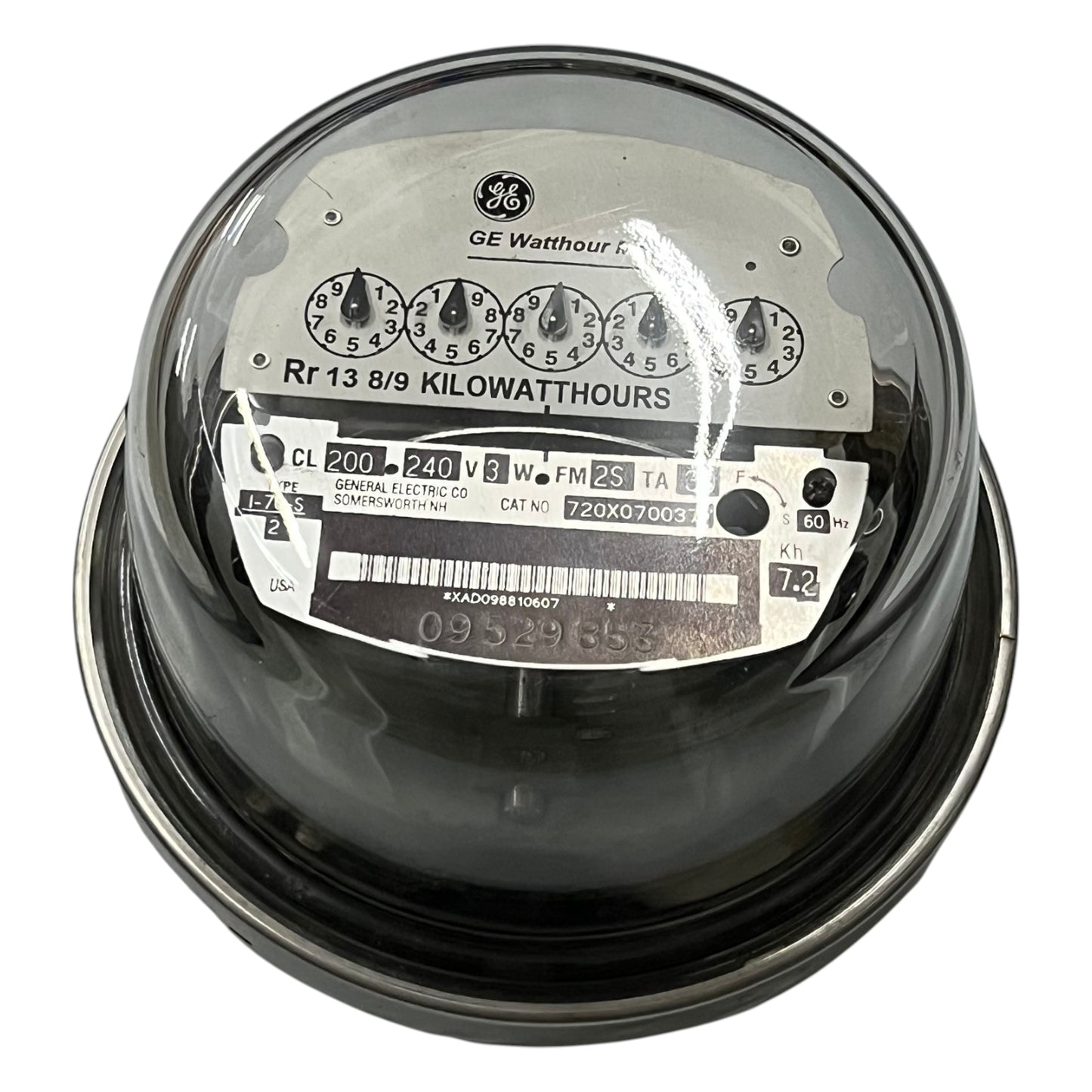 GE I-70-S FM2S KWH Meter Analog Type 3 Wire Single Phase CL200 I70S 4 Jaws 240V 60Hz