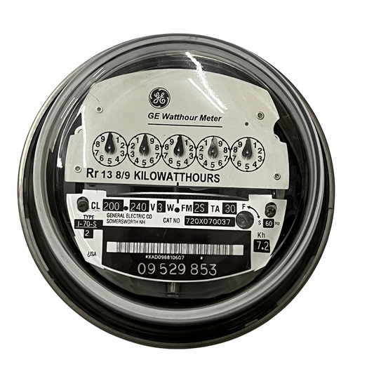 GE I-70-S FM2S KWH Meter Analog Type 3 Wire Single Phase CL200 I70S 4 Jaws 240V 60Hz Electx Electrical Supply 9