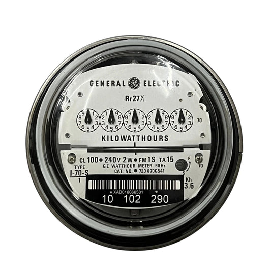 General Electric kilowatthour meter on a white background