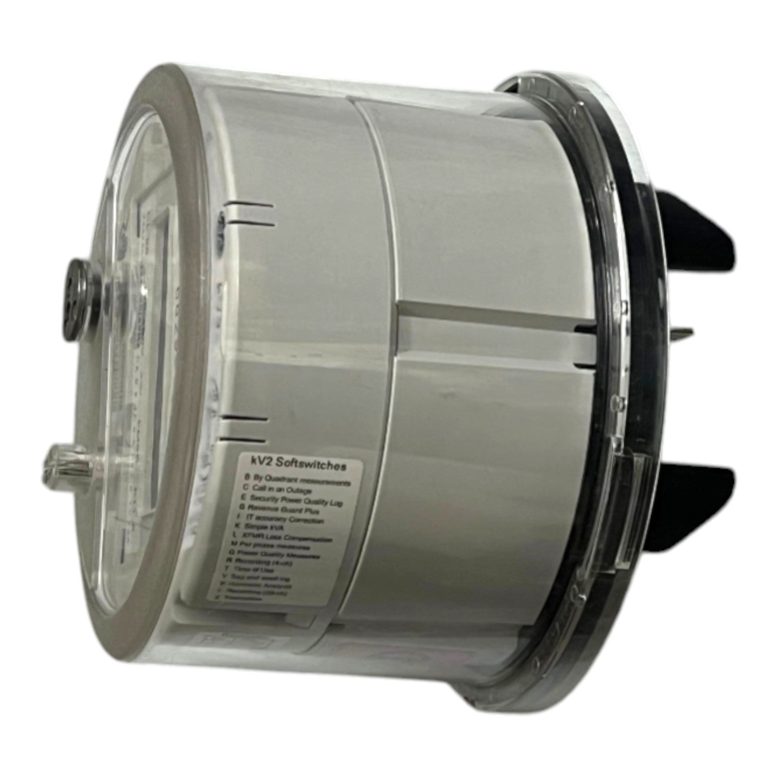 A cylindrical outdoor waterproof switch box with a clear plastic top cover, silver metal body, and black mounting feet, shown on a white background.