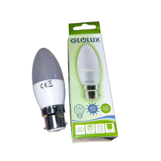 LED light bulb with packaging on a white background