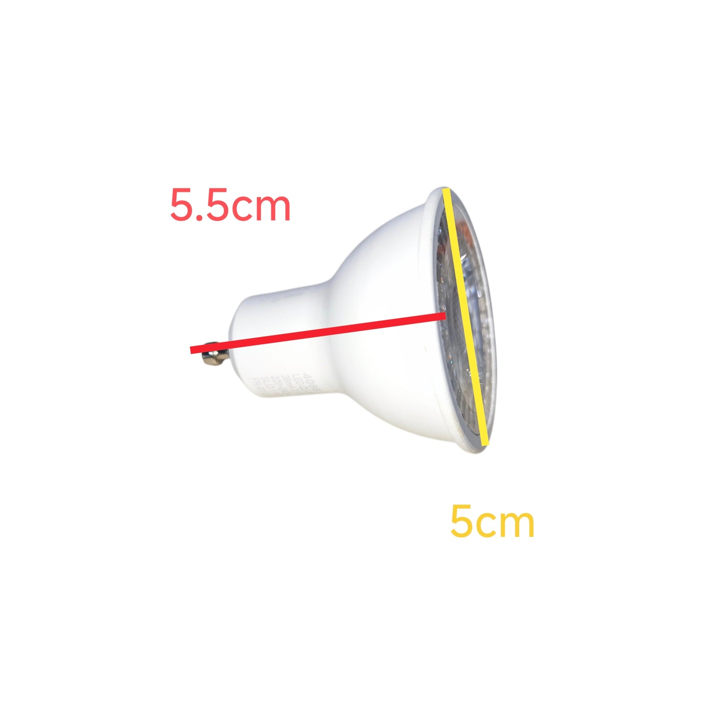 Measurement details of a light bulb on a white background
