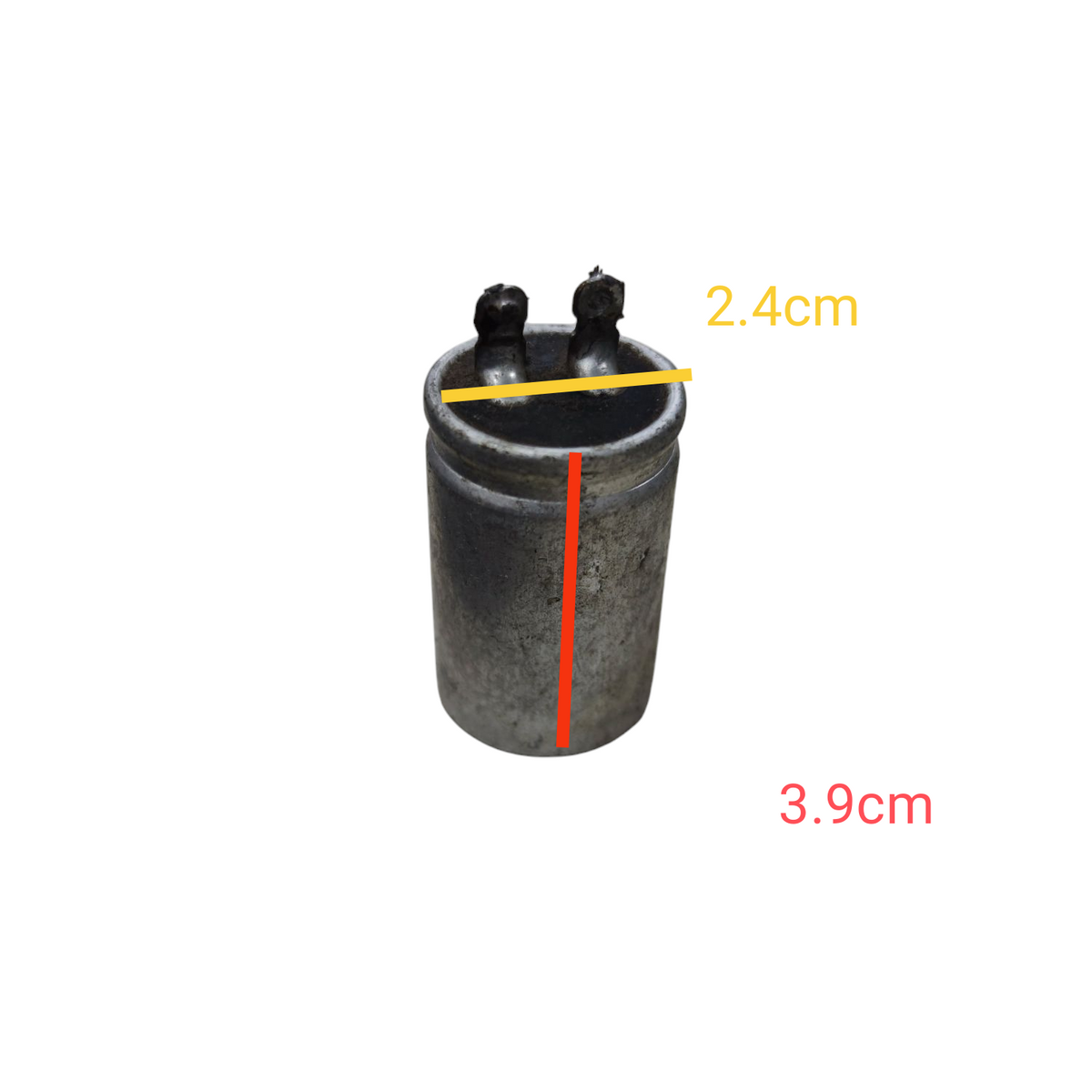 Motor Running Capacitor 280V cylindrical metal capacitor with dual terminals 2.4cm by 3.9cm