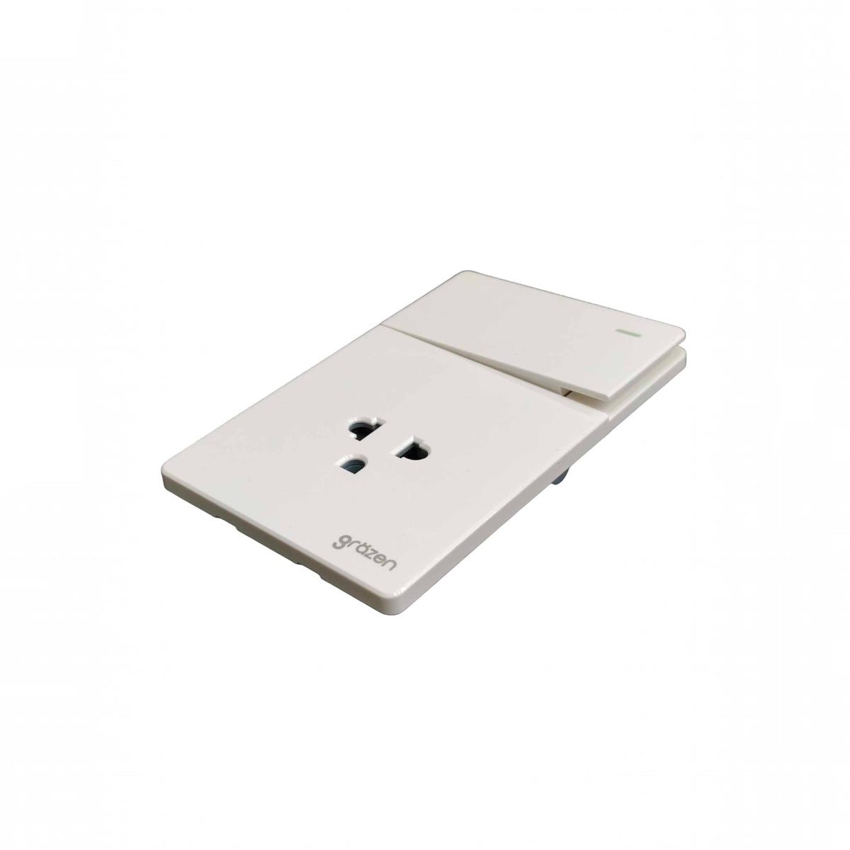 A white wall-mounted electrical outlet cover with a built-in power bank charging port, shown on a clean white background.