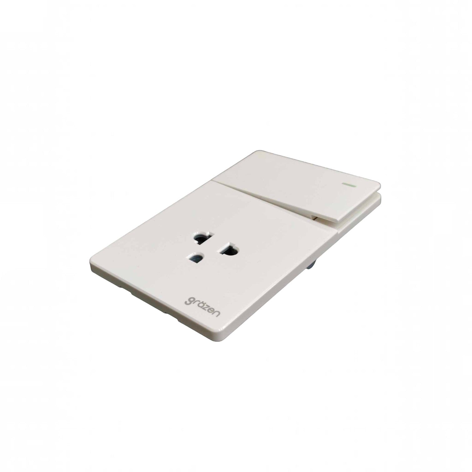 A white wall-mounted electrical outlet cover with a built-in power bank charging port, shown on a clean white background.