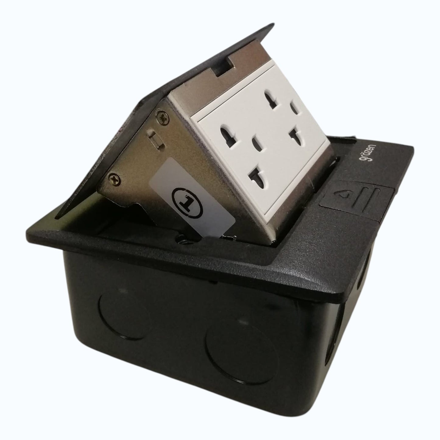 Grazen Black Pop-up Floor Outlet 2 Gang Universal Outlet with Ground 10A 250V