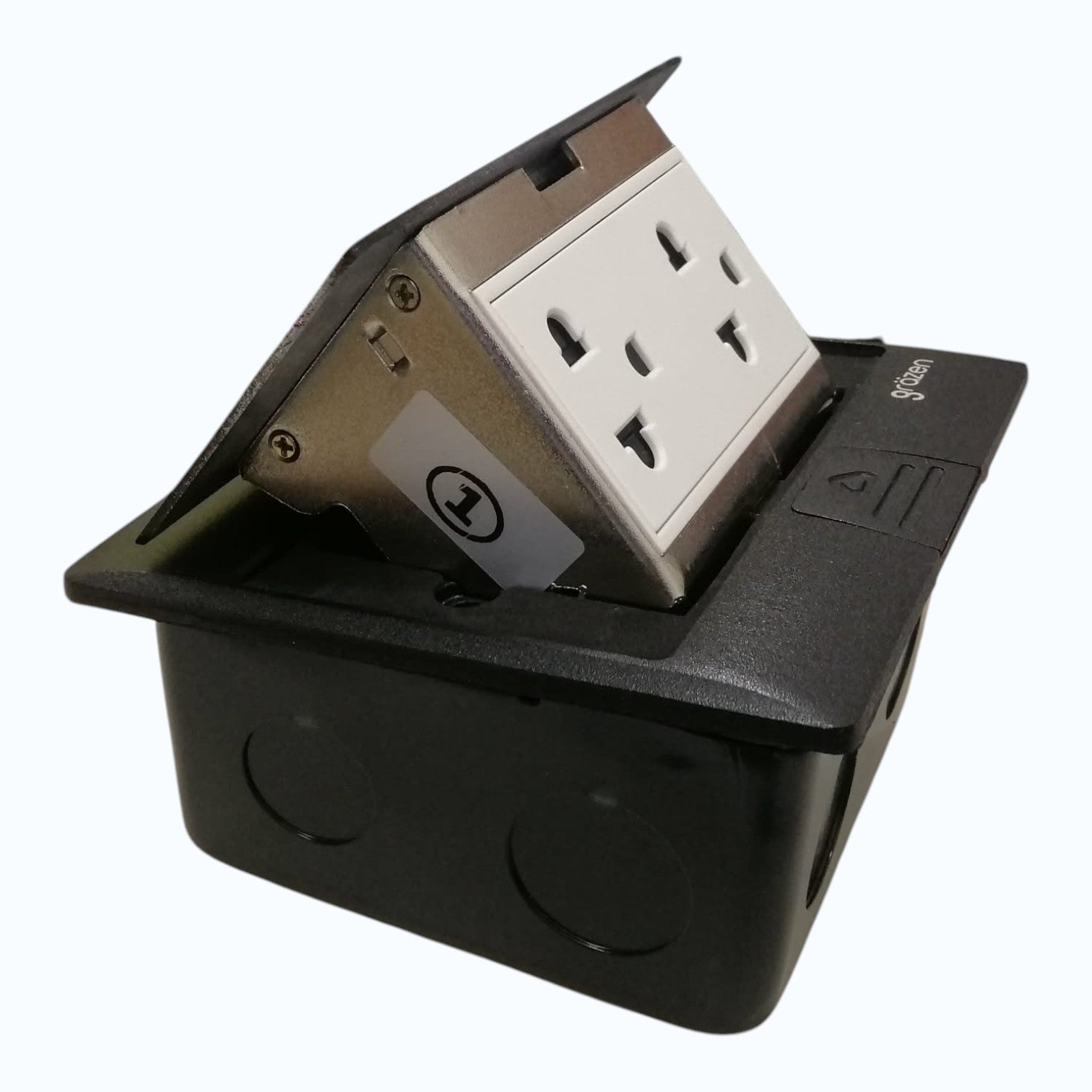 Grazen Black Pop-up Floor Outlet 2 Gang Universal Outlet with Ground 10A 250V