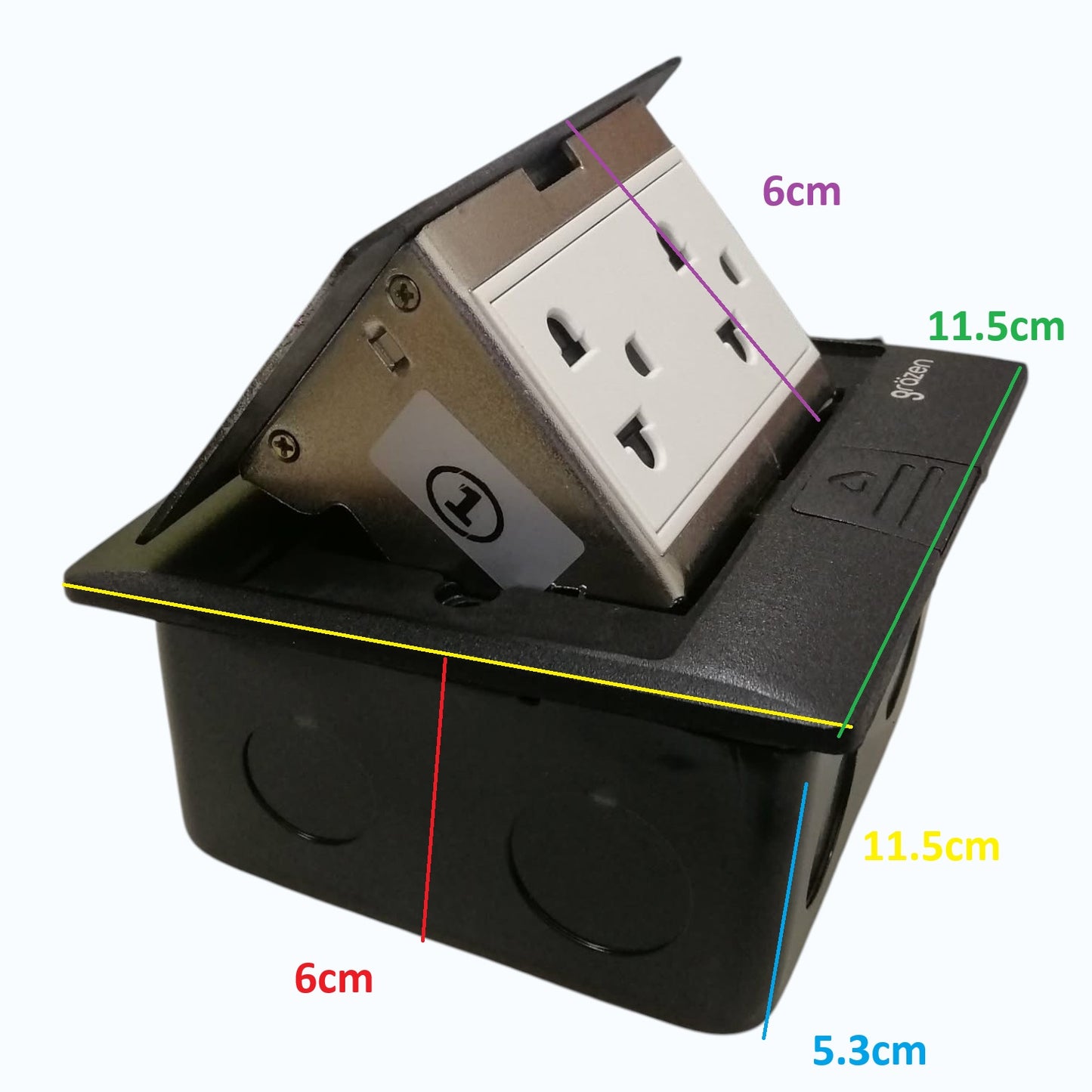 Grazen Black Pop-up Floor Outlet 2 Gang Universal Outlet with Ground 10A 250V