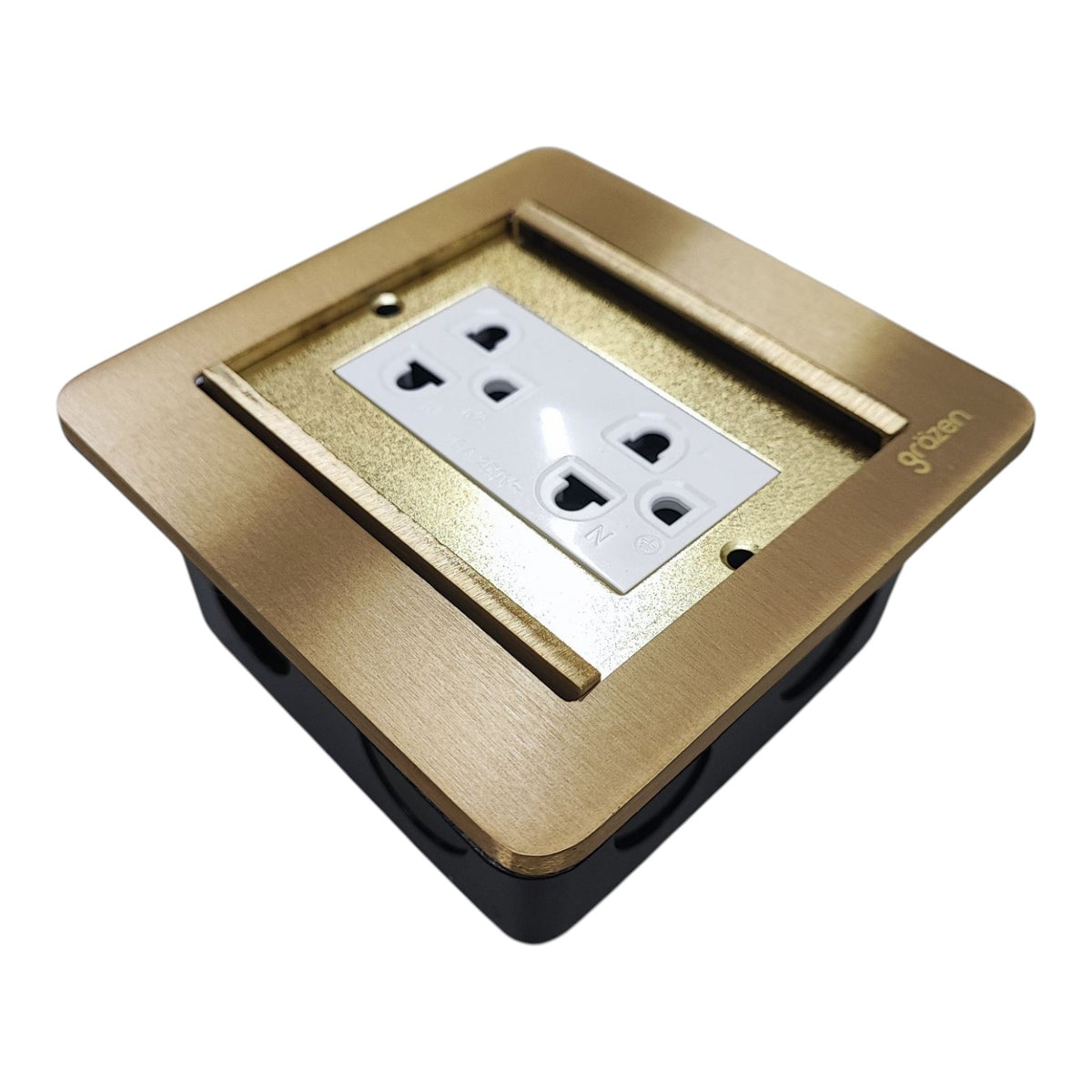 Grazen Gold Double Door  Floor Outlet 2 Gang Universal Outlet