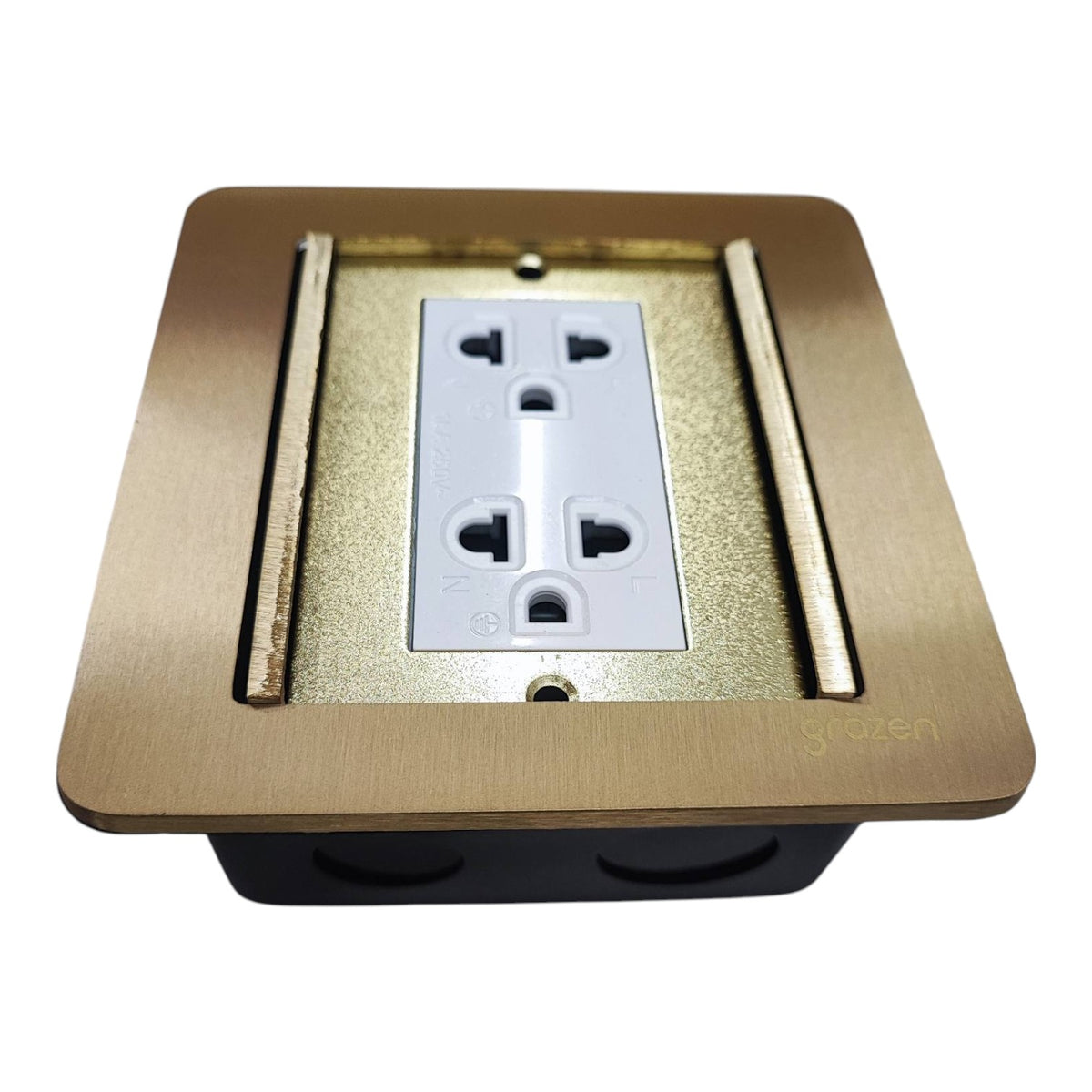 Grazen Gold Double Door  Floor Outlet 2 Gang Universal Outlet