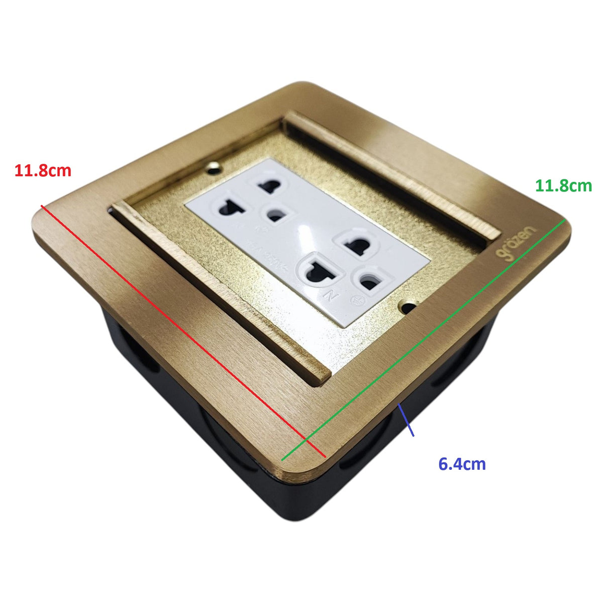 Grazen Gold Double Door  Floor Outlet 2 Gang Universal Outlet