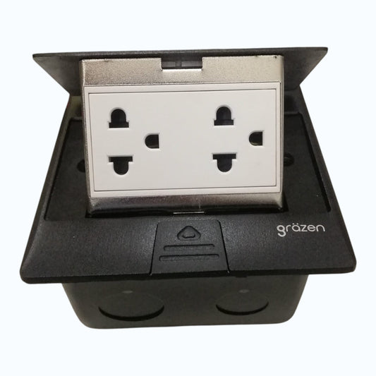 Grazen Gray Pop-up Floor Outlet 2 Gang Universal Outlet with Ground 10A 250V