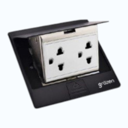Grazen Gray Pop-up Floor Outlet 2 Gang Universal Outlet with Ground 10A 250V