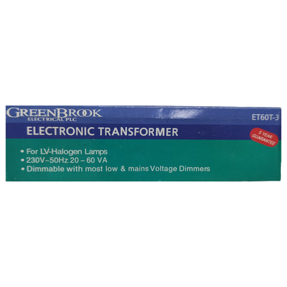 Green Brook 50W Electronic Transformer for Halogen Lamps, 60VA 50W 220V Halogen Transformer Dimmable Electx Electrical Supply