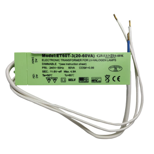 Green Brook 50W Electronic Transformer for Halogen Lamps, 60VA 50W 220V Halogen Transformer Dimmable Electx Electrical Supply