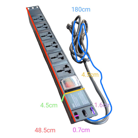 Grippes 6 Gang PDU 10A 220V Universal Outlet Type Power Distribution Unit 2200W