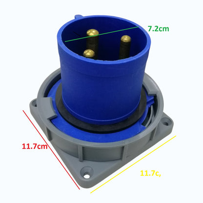 Grippes 125A 2P+E ( 3 Pins) 250V Industrial Male Plug Chassis Type P67 IEC 60309-2 Weatherproof #6432