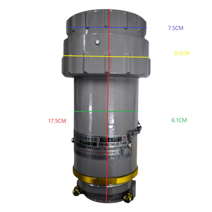 Cylindrical metal component with measurement markings on a white background