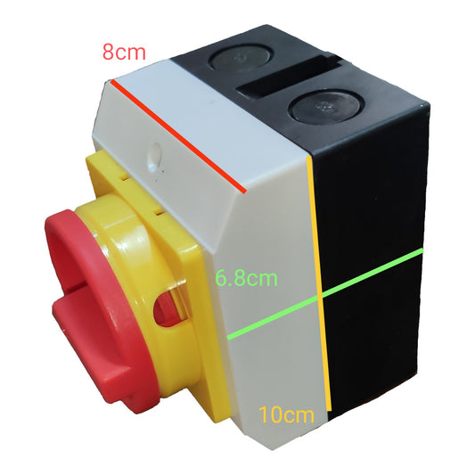 Cube-shaped device with measurement markings on a white background