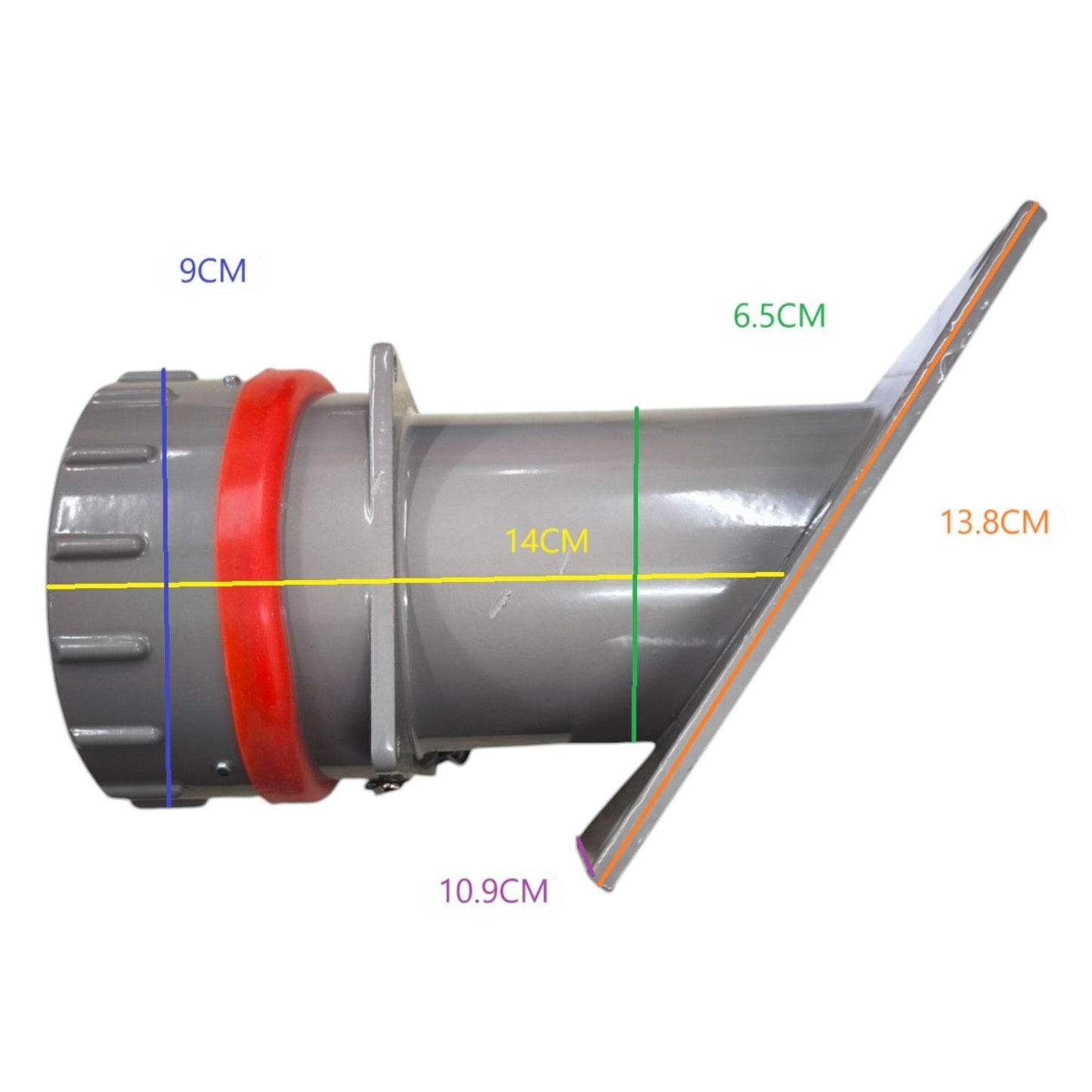 Measurement chart of a cylindrical metal component with dimensions labeled.