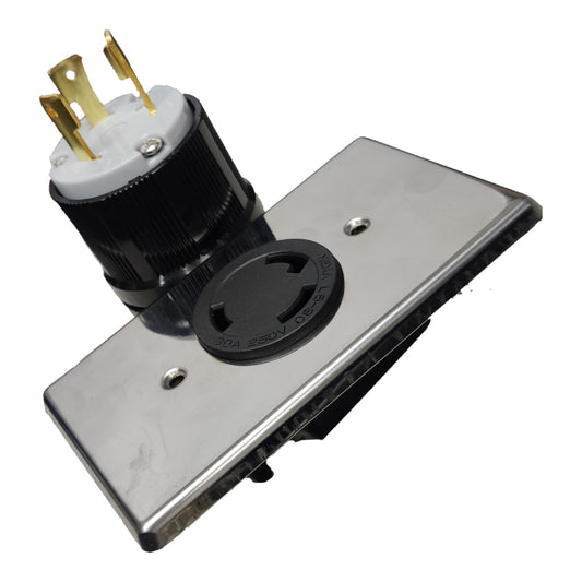  Grippes 30A Twist Lock Set Outlet with Stainless Plate and Plug 2P+E (3P) 250V Twistlock Set (NEMA L6) WJ6331B and BL-630P and 9221 Electx Electrical Supply