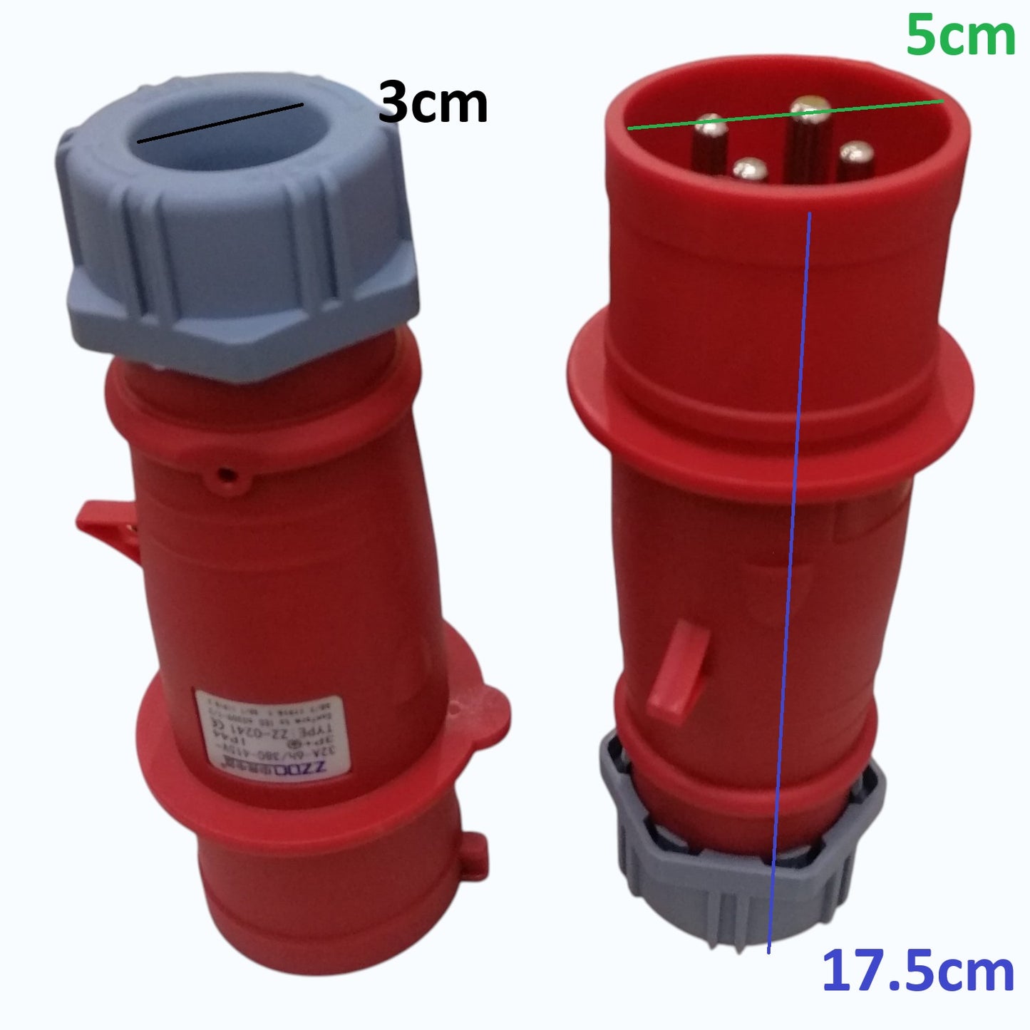 Grippes 32A 3P+E 250V-415V Industrial Plug IP44 Weatherproof