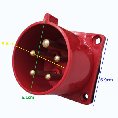 Grippes 32A 3P+N+E 220V-415V Industrial Male Plug Chassis Type , Industrial Panel-Mount Male Socket Weatherproof
