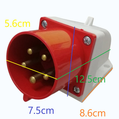 Grippes 32A 3P+E+N ( 5 Pins) 220-415V Industrial Plug Wall Type Surface-Mount IEC 60309-1 #525
