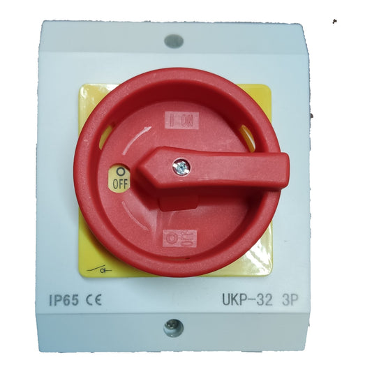 Red toggle switch on a white background