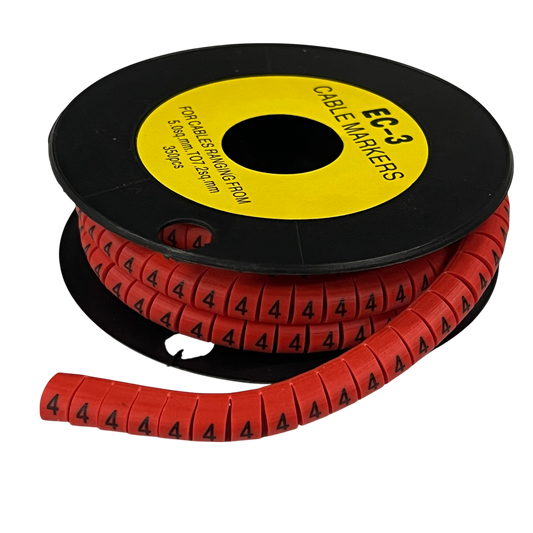 Grippes (4) Cable Marker Red 5.0mm to 7.2mm 350pcs