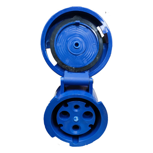 Blue plastic component on a white background