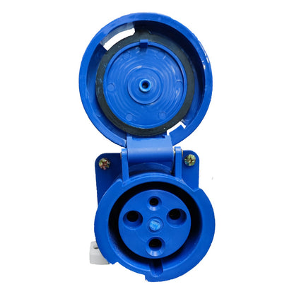 Blue electrical plug on a white background