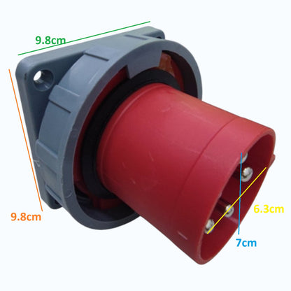 Grippes 63A 3P+N+E 220V-415V Industrial Male Plug Chassis Type , Industrial Panel-Mount Male Socket P67 Weatherproof