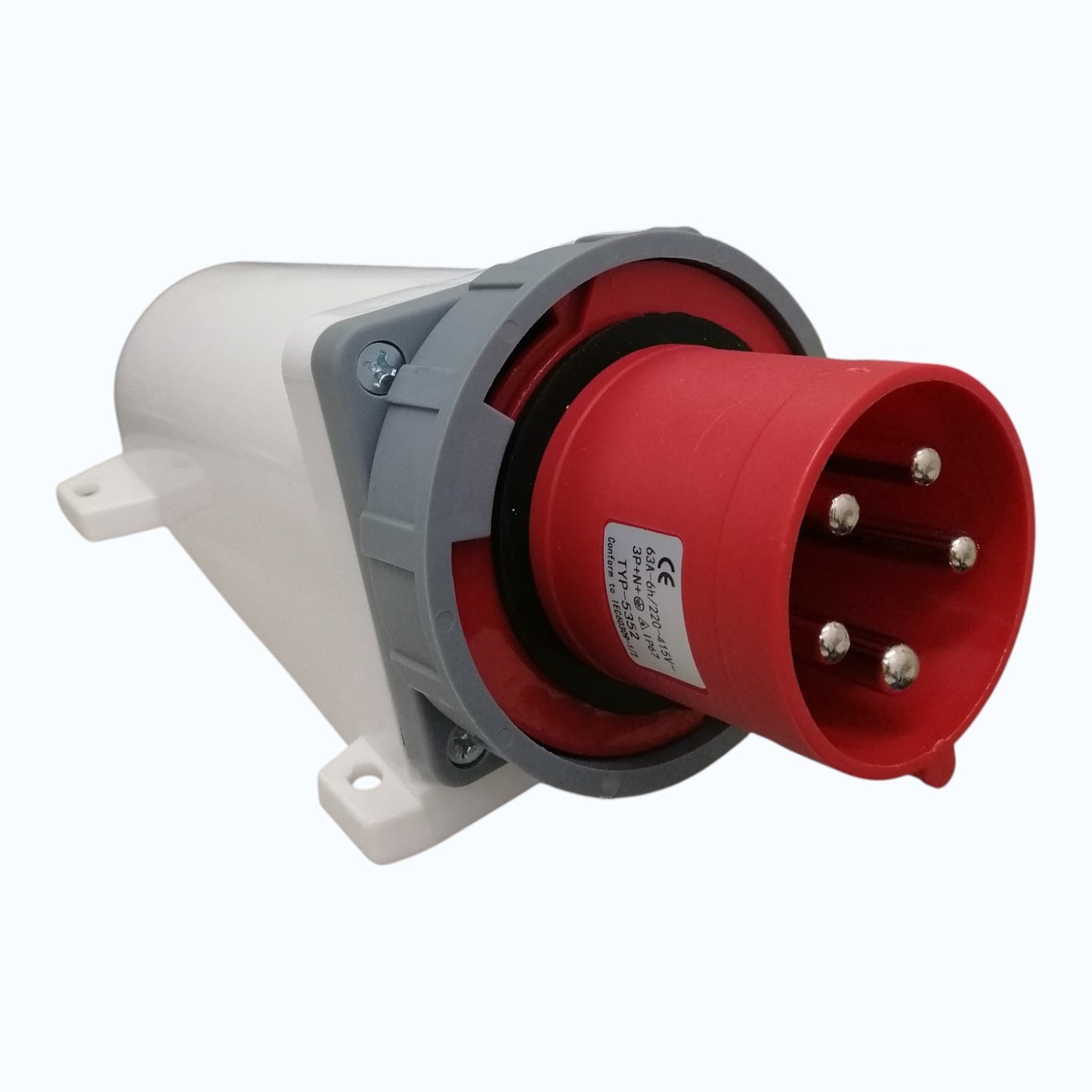 Grippes 63A 3P+N+E 220V-415V Industrial Male Plug Wall Type , Industrial Surface-Mount Male Socket IP67 Weatherproof