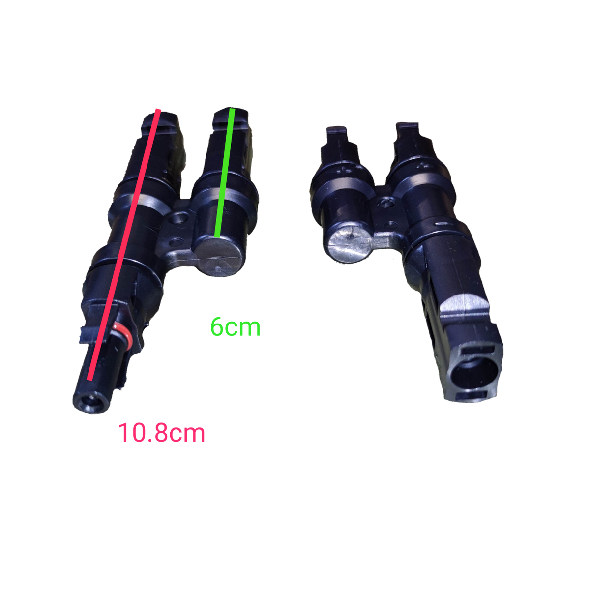 ZwitseRise MC4 connector 1x2 IP67 with detailed dimensions for electrical circuitry use
