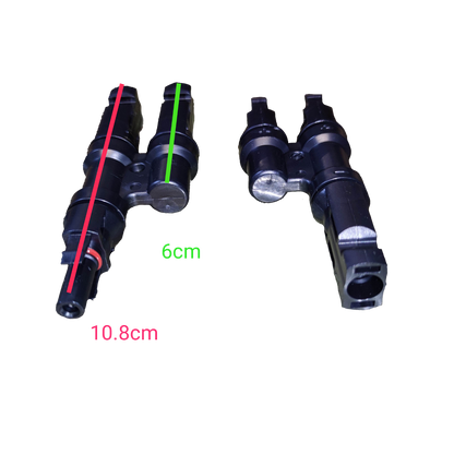 ZwitseRise MC4 connector 1x2 IP67 with detailed dimensions for electrical circuitry use