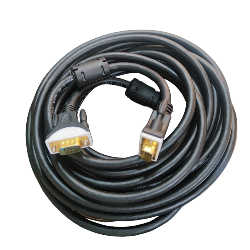 Grippes VGA Cable 10 Meters Male to Male with gold-plated connectors and thick black jacket