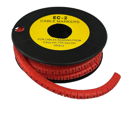 Grippes (1) Cable Marker 3.6mm to 5.2mm 500pcs per Roll Red