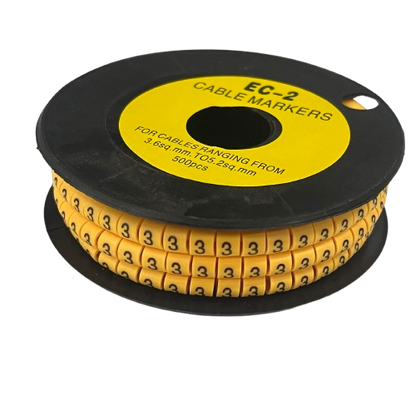 Grippes (3) Cable Marker 3.6mm to 5.2mm Color Yellow 1roll 500pcs) EC-2Y