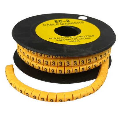 Grippes (3) Cable Marker 3.6mm to 5.2mm Color Yellow 1roll 500pcs) EC-2Y