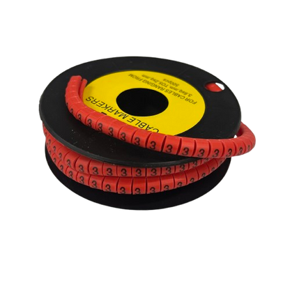 Grippes (3) Cable Marker 3.6mm to 5.2mm 500pcs per Roll Red