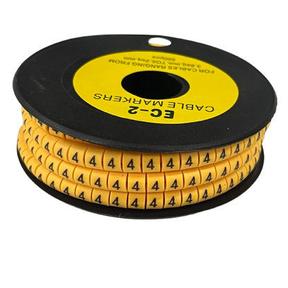 Grippes (4) Cable Marker 3.6mm to 5.2mm Color Yellow 1roll 500pcs) EC-2Y