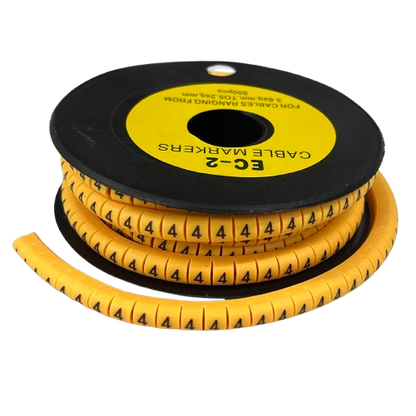Grippes (4) Cable Marker 3.6mm to 5.2mm Color Yellow 1roll 500pcs) EC-2Y