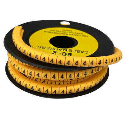 Grippes (4) Cable Marker 3.6mm to 5.2mm Color Yellow 1roll 500pcs) EC-2Y
